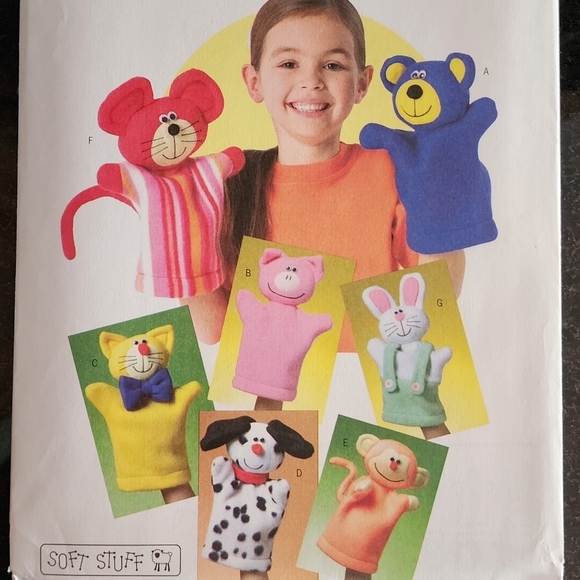 Butterick Other - Animal puppets Butterick crafts sewing patterns #B4209, NEW in package!